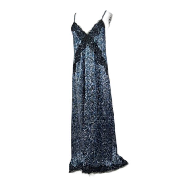 Forever 21 Dresses & Skirts - Forever 21 | NWT | Blue and Black Woven Slip Dress Maxi with Black Lace | Sz M